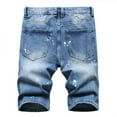 thumbnail image 7 of Ausyst Mens Shorts Summer Clearance Zipper Elastic Slim Casual Denim Shorts Play Wrap Ripped Men's Mid-length Pants, 7 of 7