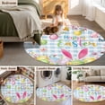 thumbnail image 5 of Round Rug 5Ft Washable Non-Slip, Happy Easter Circle Area Rugs for Living Room Bedroom, Spring Watercolor Bunny Eggs Flower Blue Plaid Indoor Floor Mats Carpet Runner for Home Decor Aesthetic, 5 of 8