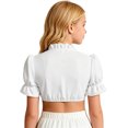thumbnail image 3 of VUHXZWAF Girl Shirts Short Sleeve V Neck Going Out Crop Tops Kids Summer Soft Tee Clothes Size 9-10 Years, 3 of 3