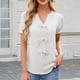 thumbnail image 2 of Tops de Color Sólido para Mujeres Manga Corta V-Cuello Correa Suéter Casual Top 95% Poliéster 5% Spandex, Nueva Blusa de Moda para el Uso Diario, 2 of 8