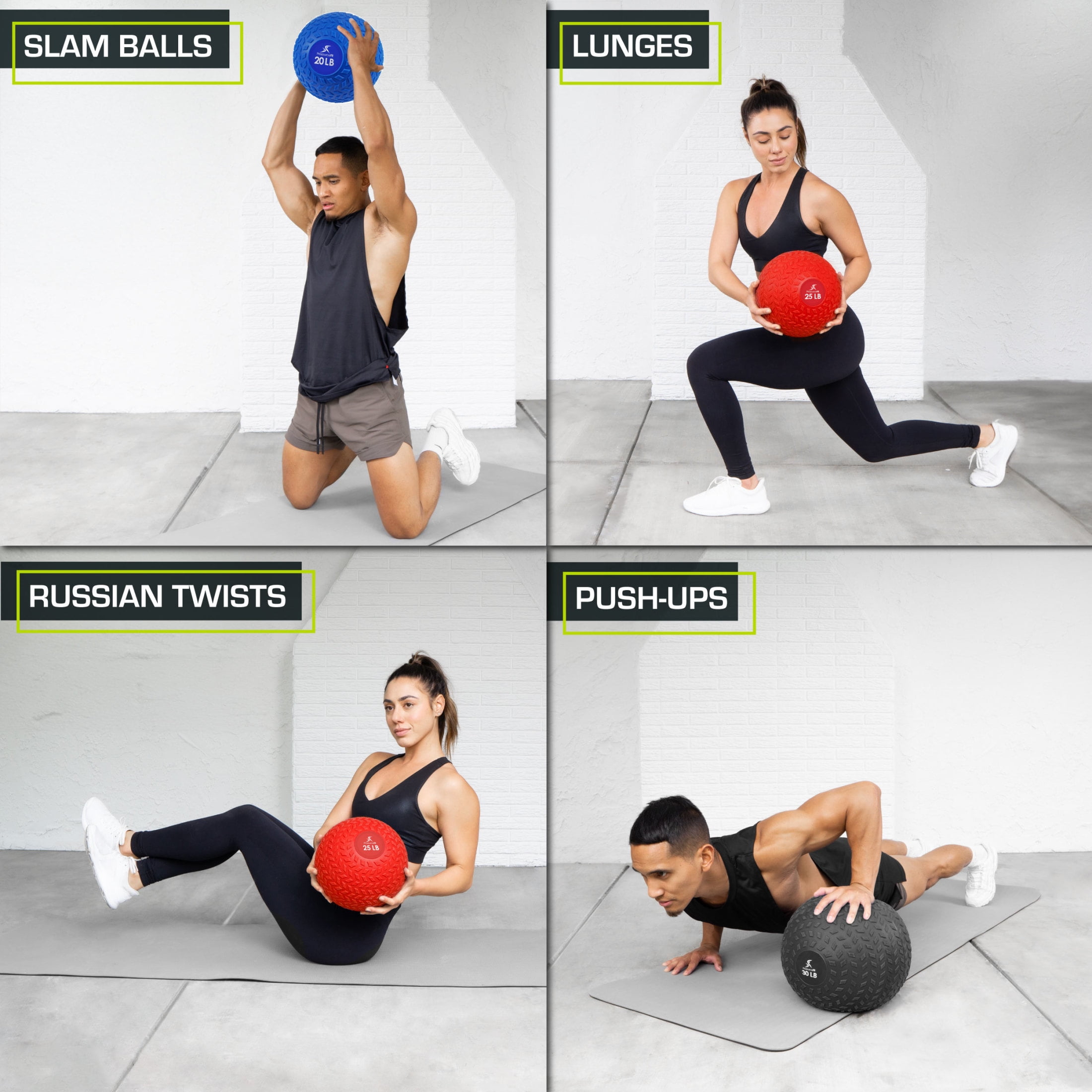 ProsourceFit Tread Slam Medicine Balls w/ Ultra Grip for Weighted Workouts, 10 lb