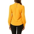thumbnail image 3 of INSPIRE CHIC Blouse pour Femme à Col Montant Plissée à Boutons avec Goutte d'Eau, 3 of 6