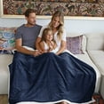thumbnail image 3 of Catalonia Sherpa Throws Fluffy Fuzzy Fleece Blanket 50”x60” for Adults Children, Super Soft Comfy Plush for Sofa Couch Bed Reversible All Season, Dark Blue, 3 of 7