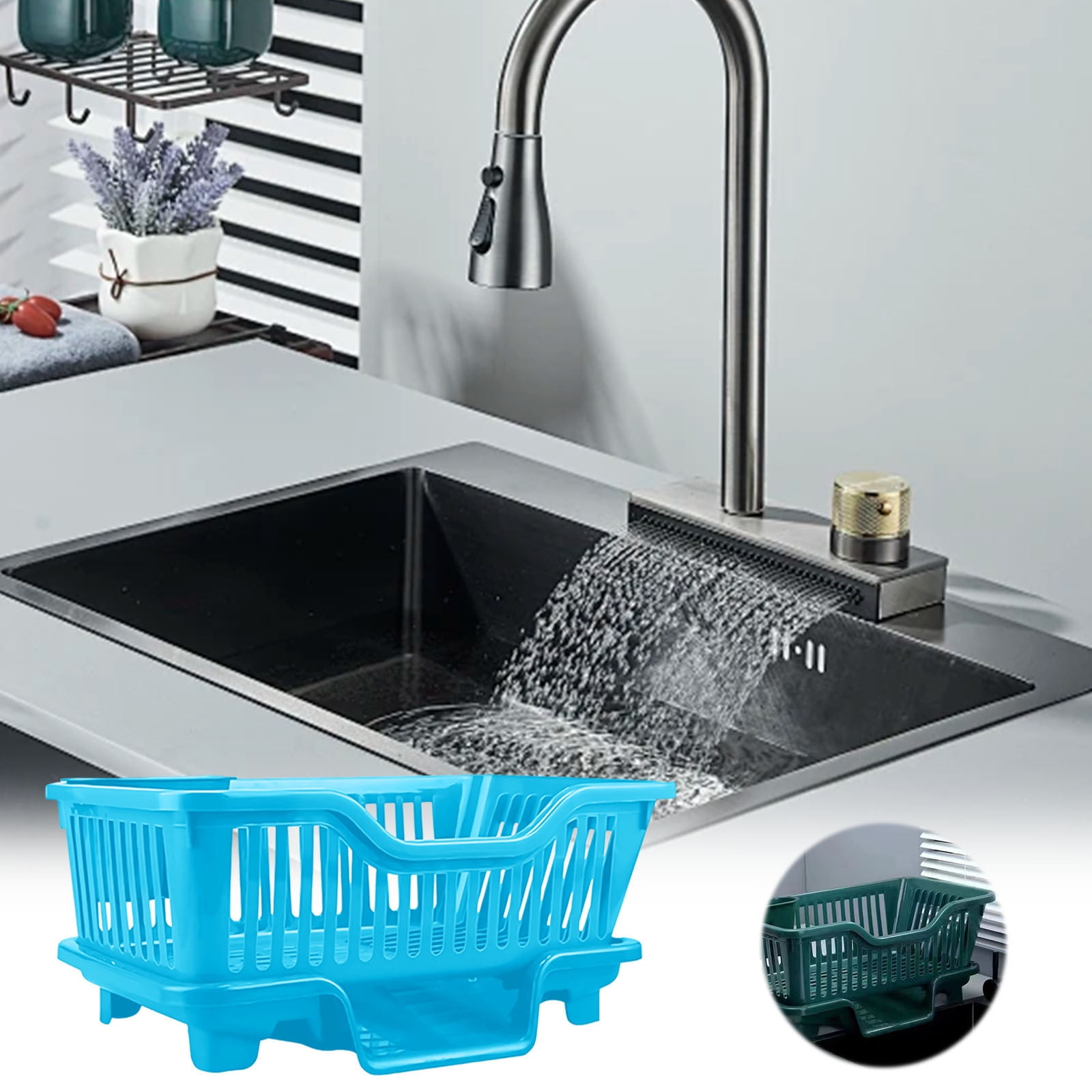 HBBKVI Kitchen Sink Storage Rack 17.5x9x7in Plastic Dish Drying Rack Kitchen Small Bowl Cabinet Bowl Box Water Filter Bowl Chopstick Basket Bowl Rack Rack Sink Storage Rack