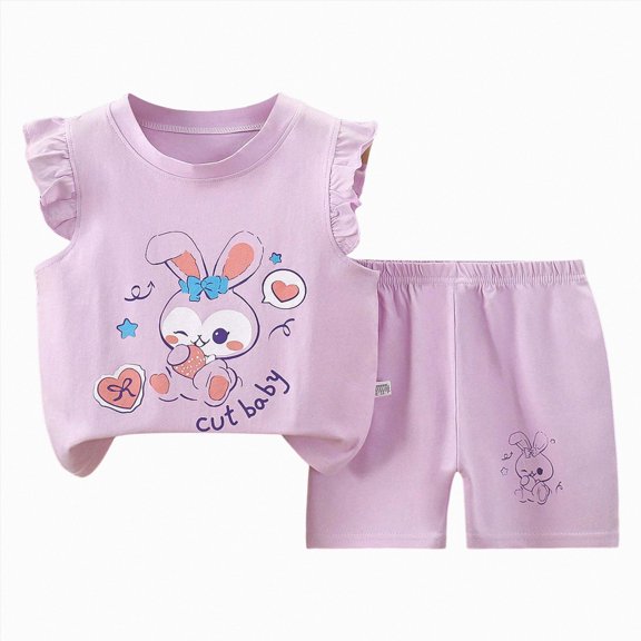 Ymyiu Summer Toddler Girl Clothes Girls 2 Piece Outfits Ribbed Tank Top and Shorts Set with Pockets 12-18 Months(Purple, 12-18 Months)