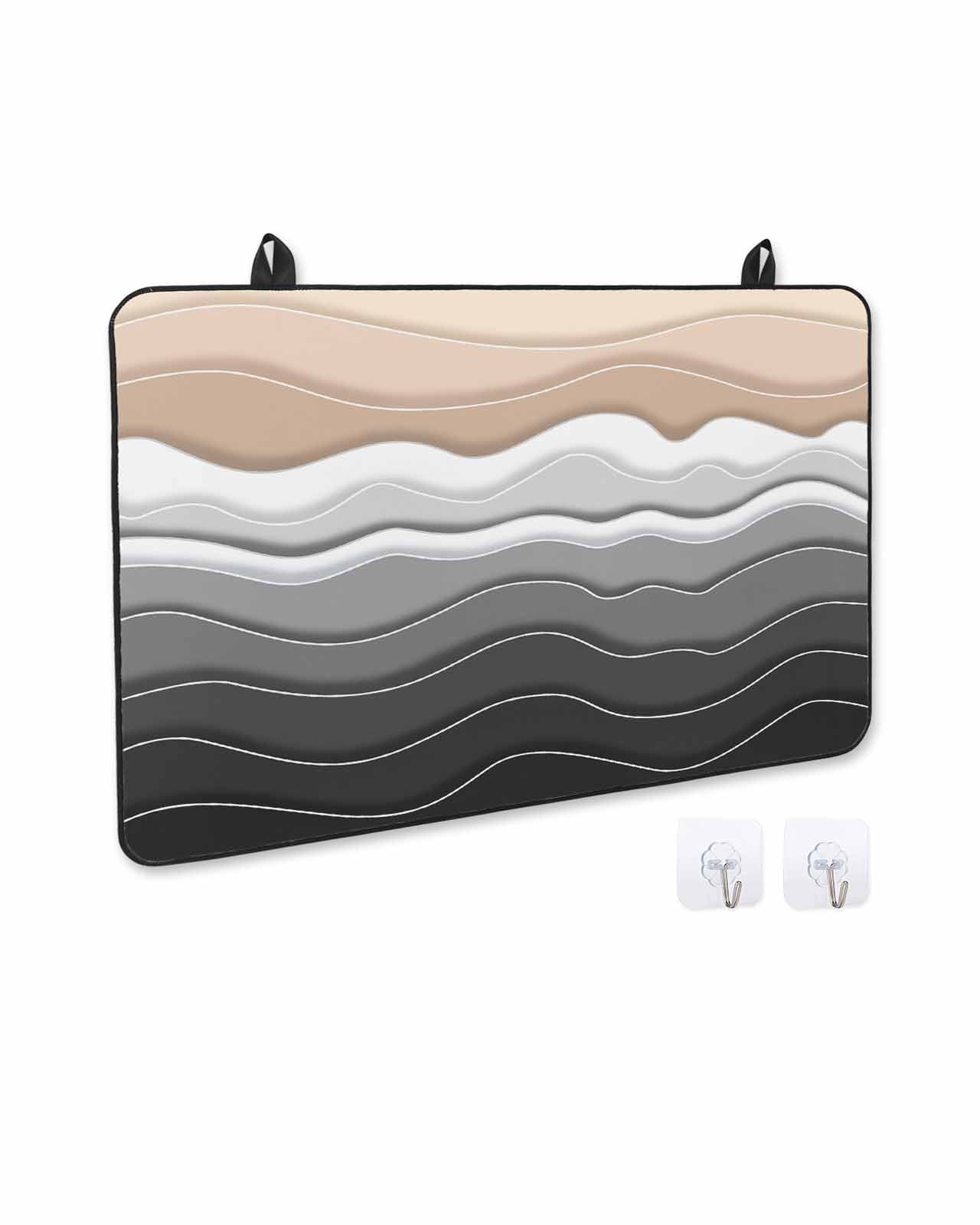 nqOlkjepod Large Induction Cooktop Protector Mat 24"x21", Grey Ombre Stripe Stove Top Covers for Electric Stove, Abstract Summer Beach Coastal Stove Burner Cover Mats, Glass Top Stove Cover