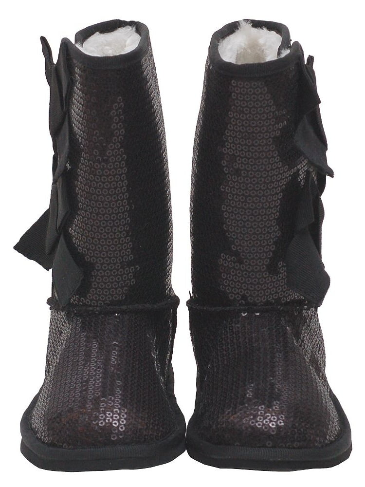 girls black sequin boots