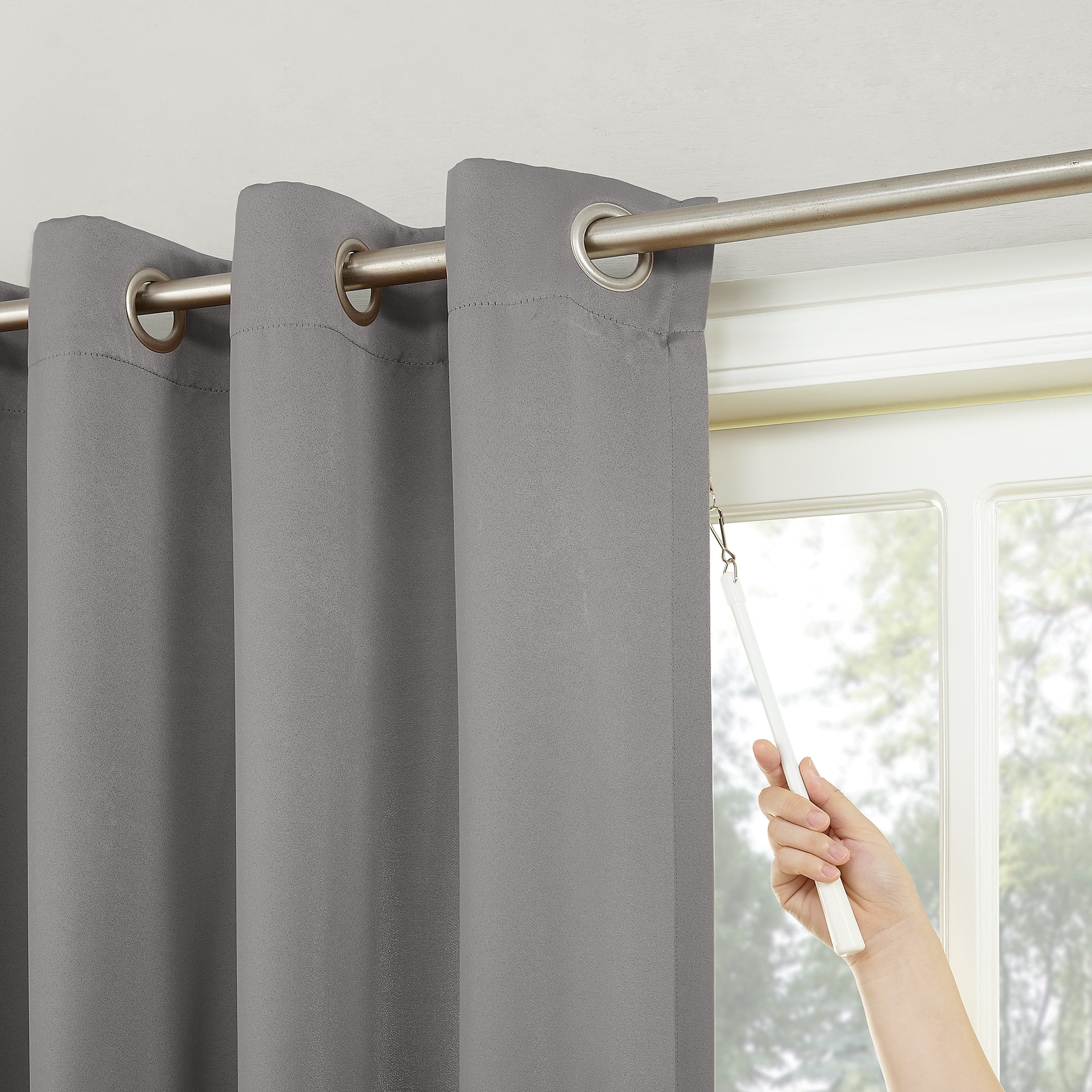 Sun Zero Conrad Extra-Wide Blackout Sliding Patio Door Curtain Panel, 100"X84", Gray