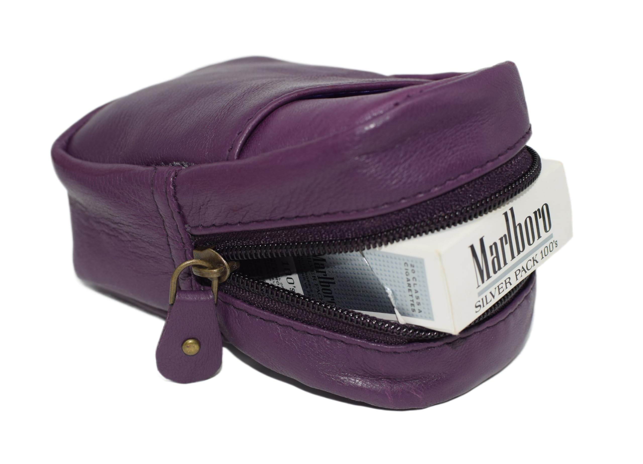 leather cigarette case with zipper Brown Coffee PU Pouch and Lighter Pocket, 5 Colors, Slim Cigarette Bag for Men, Smoking Accessory Manufactured with 100% genuine leather Genuine Leather Zipper Around Cigarette