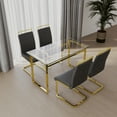 thumbnail image 4 of 51" 4-Person Glass Dining Set: Gold-Plated Leg Table & Chairs, Modern Rectangular Tempered Glass Top, Armless PU Dining Chairs, for Kitchen/Dining Room, 4 of 9