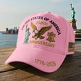 thumbnail image 4 of U.S.A. 250th Anniversary Commemorative Hat, Embroidered Adjustable 250 Anniversary USA Hat, Patriotic Bald Eagle Baseball Cap (4pcs, Pink), 4 of 6