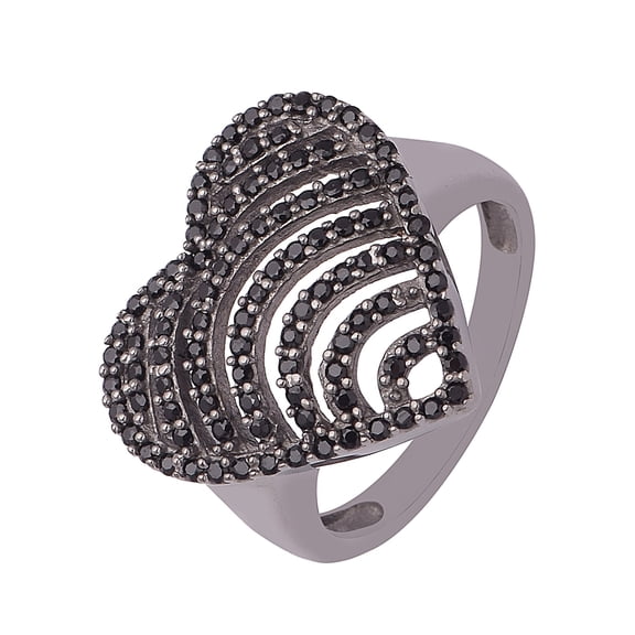 Round Black Spinel Gemstone 925 Sterling Silver Cluster Women Valentines Day Gifts Ring US-5