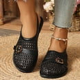 thumbnail image 6 of Samdudou Womens Casual Shoes Closed Toe Slingback Woven Faux Leather Upper Adjustable Strap Vintage Metallic Buckle Detail Flat Sole Daily Walking Dressy Summer Footwear, 6 of 6
