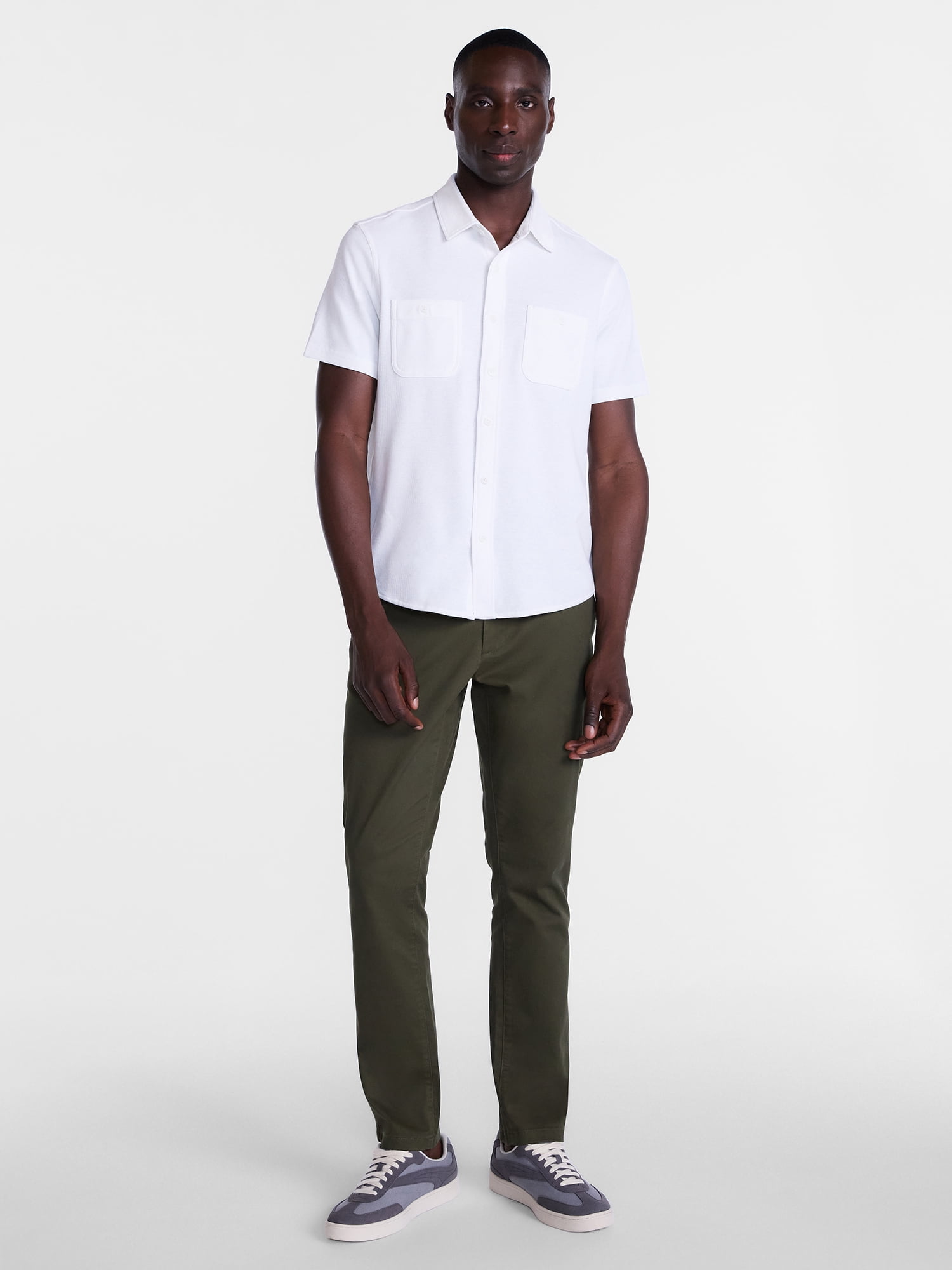 George Men's Waffle Knit Shirt with Short Sleeves, Sizes S-5XB