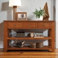 thumbnail image 2 of Tcbosik Modern Console Table, 48 inch Narrow Entryway Table with Open Shelves and 3 Storage Drawers for Foyer, Hallway, Corridor, Living Room, Brown, 2 of 11