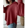 thumbnail image 4 of FreshPretty Women's Ribbed Long Sleeve Tops 2025 Summer Spring Pullover Knit Casual V Neck Blouses Trendy Loose Fit Tunic Top, 4 of 6