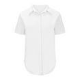 thumbnail image 4 of VERUGU Womens Tops Short Sleeve Lapel Buttons Shirts Summer Trendy Solid Dressy T Shirts Loose Casual Comfy Tunic Blouses for Leggings White XXL, 4 of 6