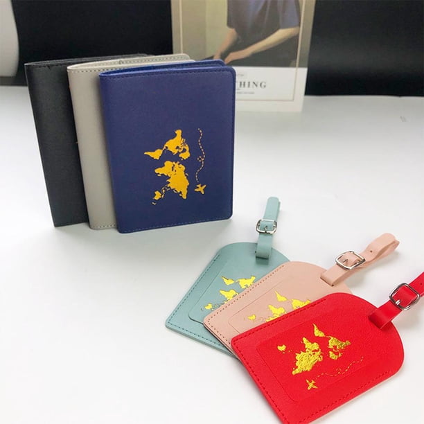 Étiquettes Bagage & Housses Passeport (Lot De 2+2) En Cuir PU - Pour Couples Et Voyage