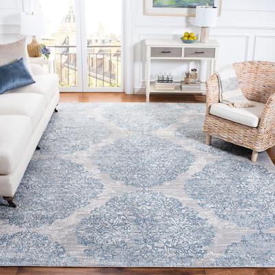 Martha Stewart Alle 8' X 10' Area Rug, Quilt Blue / Stone Grey