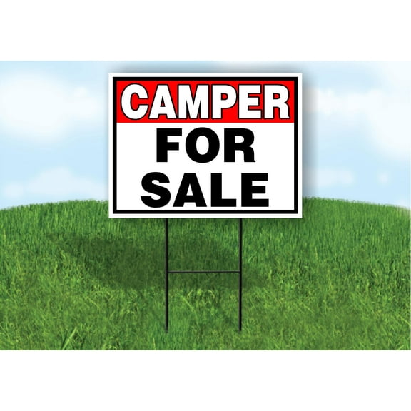 CAMPER FOR SALE RED BLACK 18 in x 24 in Yard Sign Road Sign with Stand, Single Sided