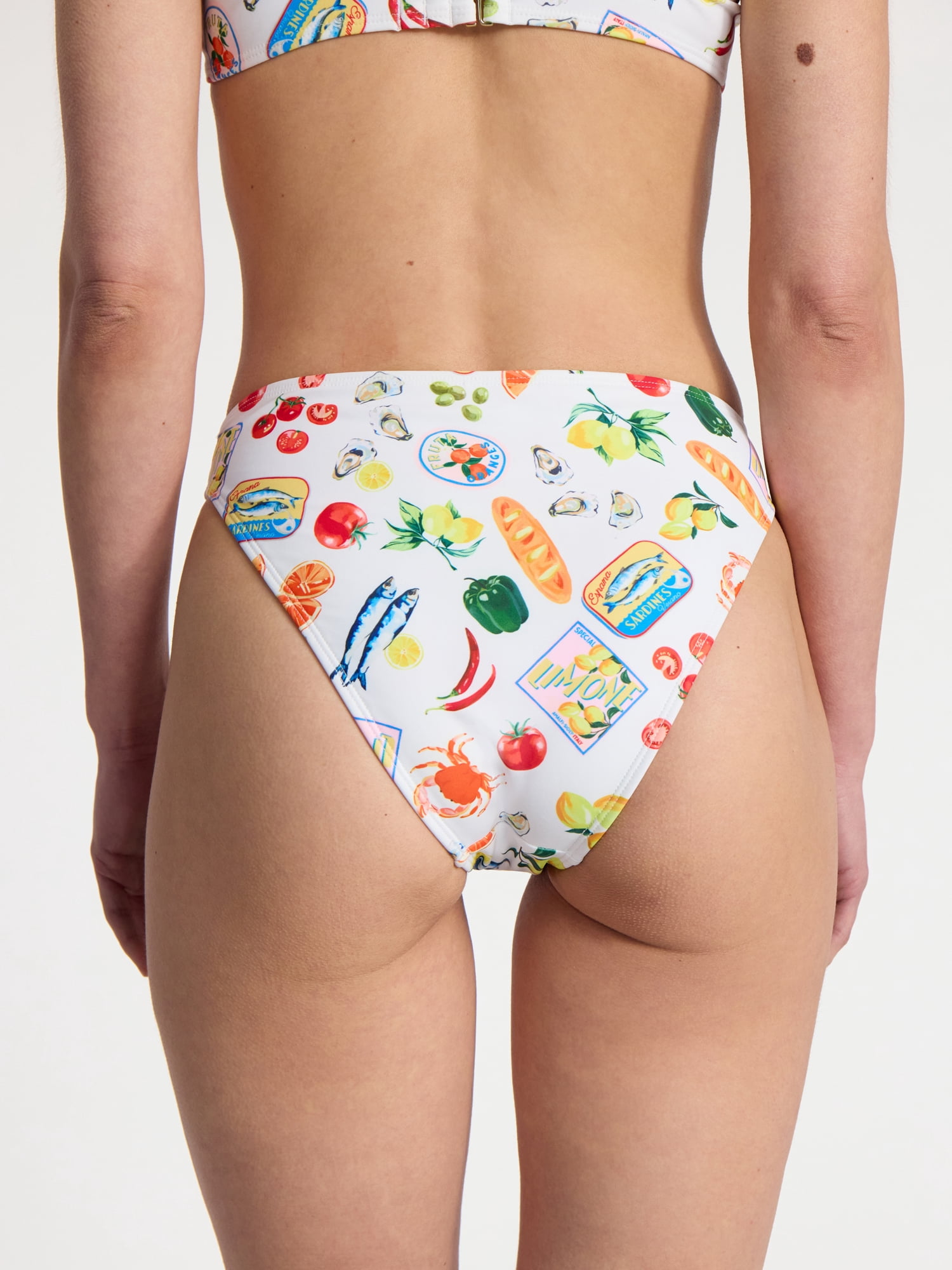No Boundaries Kitschy Printed High Leg Bikini Bottoms, Women’s