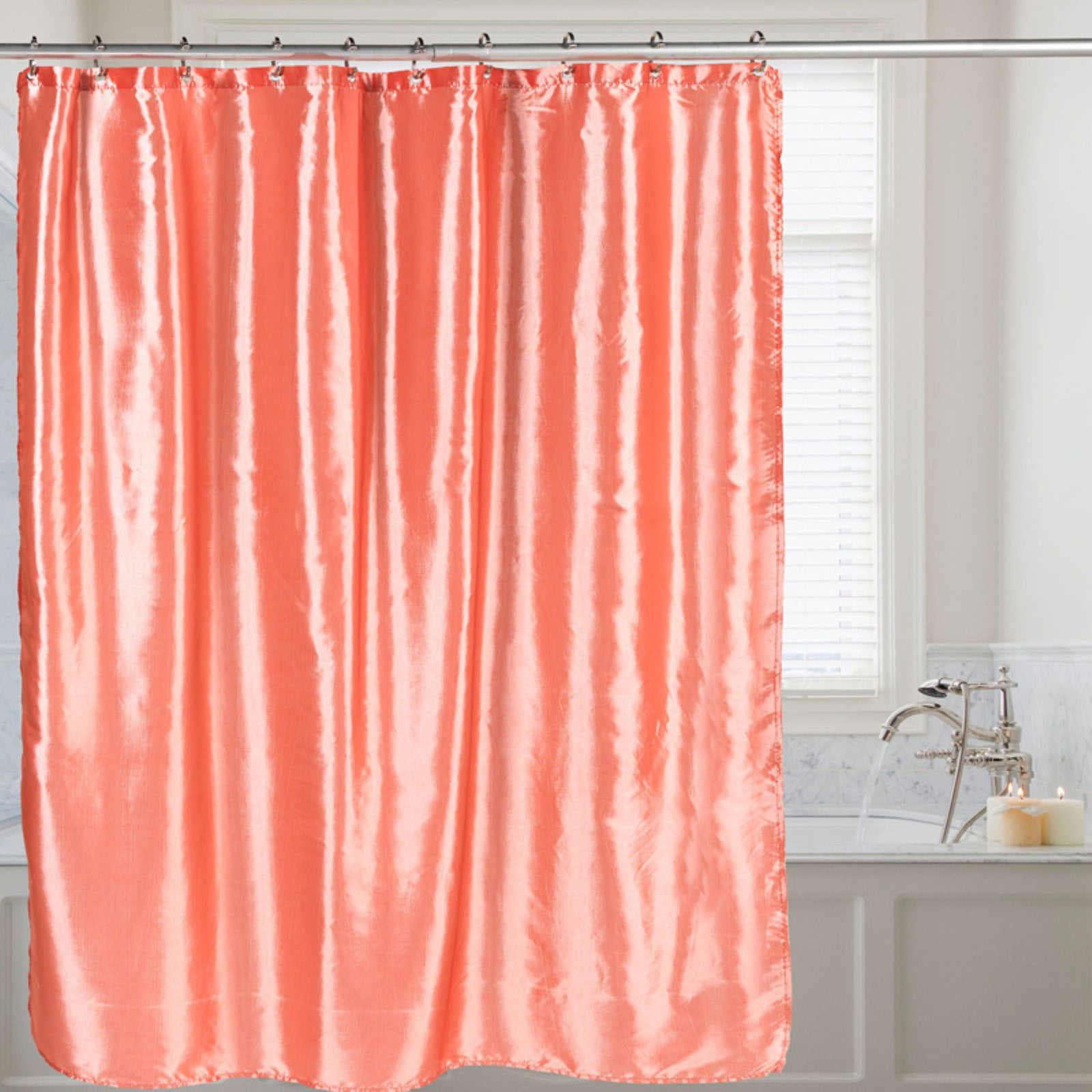 Carnation Home "Shimmer" Faux Silk Shower Curtain in Sage 