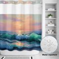 thumbnail image 3 of No Hook Shower Curtain, Summer Coastal Shower Curtains for Bathroom with See Through Top Window, Nautical Seagulls Sunset Ocean Waterproof & Washable Bath Curtain Long 72"x78", 3 of 9