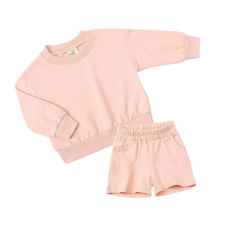

JIEU Toddler Girls Boys Winter Fashion Leisure Long Sleeve Solid Lightweigh Breathable Colour Tops Shorts 2PCS Outfits Clothes Set for Babys Clothes