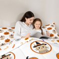 thumbnail image 4 of Feelyou Cartoon Pumpkin Twin Comforter Sets, Happy Halloween Witch Cat Bedding Set, White Orange, Halloween Reversible, 2-Piece, 1 Comforter and 2 Pillowcases, 4 of 7