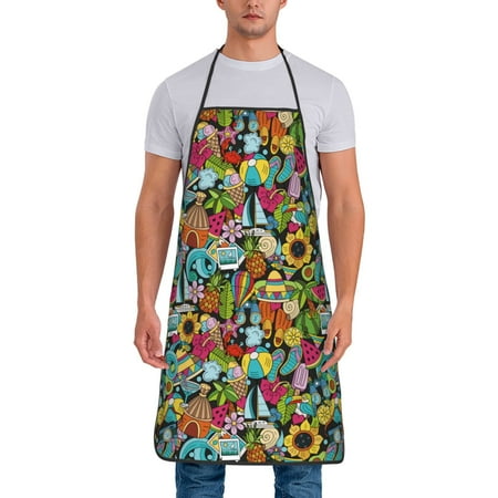 

Junzan Color Summer Print Kitchen Cooking Aprons Chef Apron for Men and Women Professional for Cooking Bib Aprons for Kitchen/Crafting/BBQ/Drawing