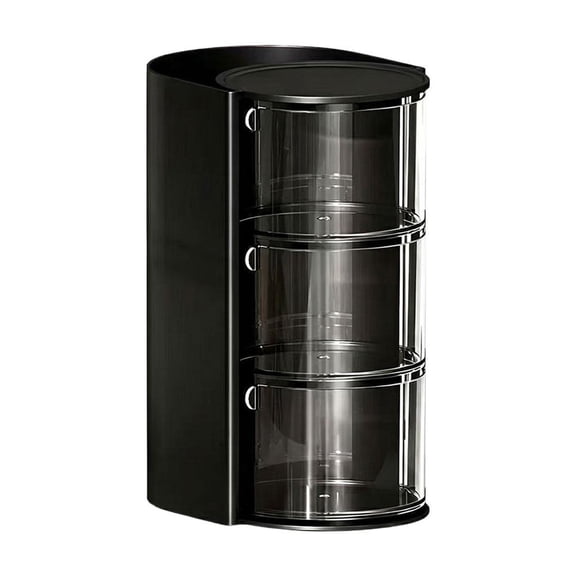 3-Layer Rotating Makeup Brush Holder 180 Spin Cosmetic Organizer for Vanity, Hair Accessories & Bobbles, Dustproof Storage Box for Bathroom Bedroom Counter, Space-Saving Organizer