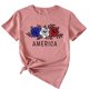 thumbnail image 1 of Gibobby Playera de Manga Corta Casual Suave Camiseta manga corta verano para mujer con estampado del Día la Independencia y diseño personalidad(Oro Rosa,CH), 1 of 2