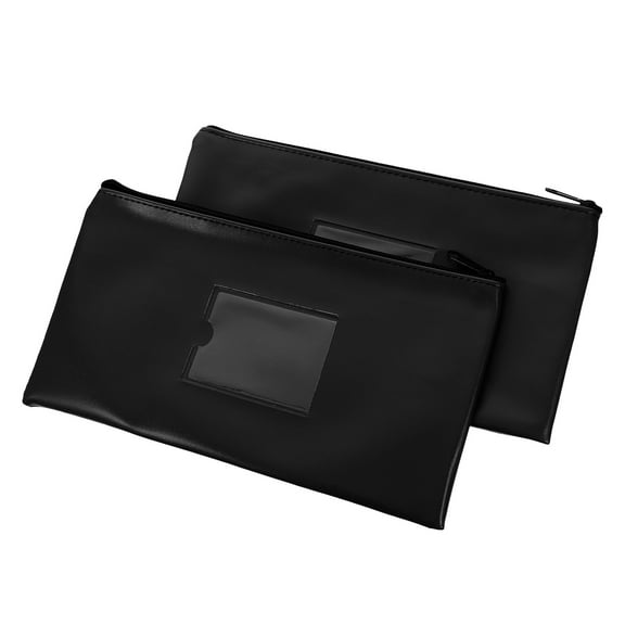 Masteelf 2pcs Utility Zipper Bag with Clear Window for Money Checks Storage Cash Wallet for Bills Coins Deposit Bag with Card Holder