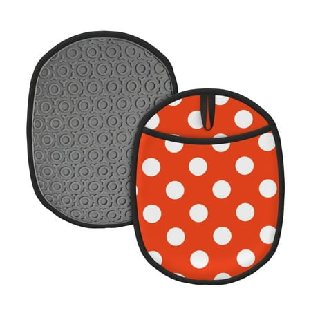 

Naloa Orange And White Polka Dot1 Silicone Pot Holders Oven Mitts Heat Resistant Hot Pads Non Slip Pot Holder for Kitchen Baking and Cooking 9.4 x 7.5 Inches