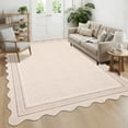thumbnail image 2 of Garvee 5'x7' Scalloped Washable Area Rug Solid Border Carpet with Non Slip Backing, Soft Low Pile Rug for Living Room Bedroom Home Office, Beige, 2 of 10