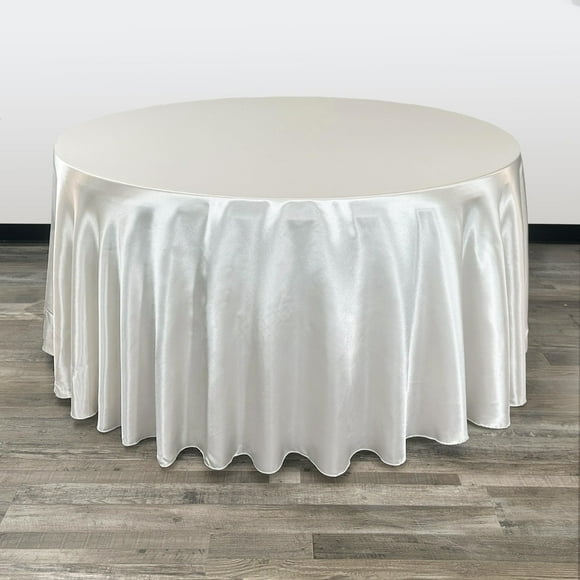 Fundas Para Sillas: Mantel Redondo De Satén De 120 Pulgadas, Manteles Redondos De Color Marfil Para Mesas Redondas De Banquete De 5 Pies