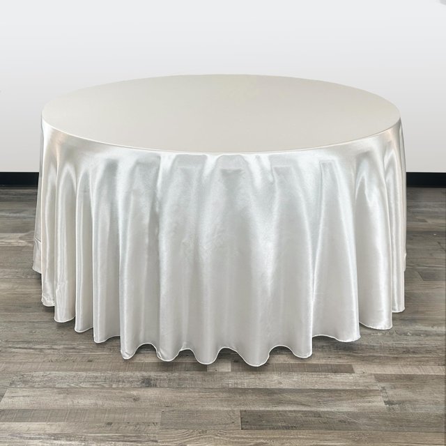 Fundas Para Sillas: Mantel Redondo De Satén De 120 Pulgadas, Manteles Redondos De Color Marfil Para Mesas Redondas De Banquete De 5 Pies