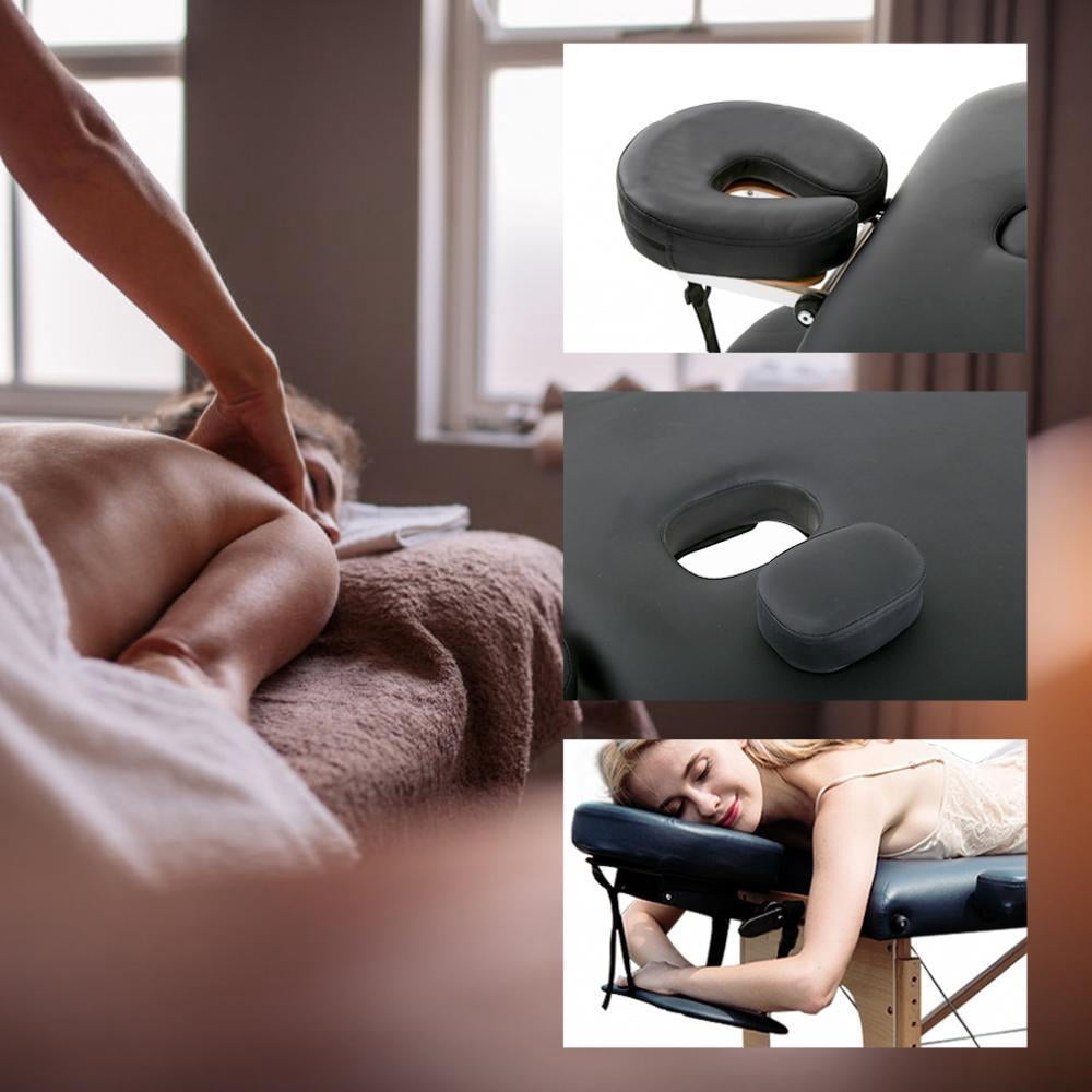 NiamVelo Professional Massage Table Portable Folding Massage Bed 73 inch 2 Fold Height Adjustable Spa Bed W/Carry Case, 450 LBS, Black