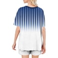 thumbnail image 6 of Miluxas Womens 2 Piece Lounge Set Striped Summer Casual Oversized Shirts Biker Shorts Matching Airport Travel Outfit Clothes Blue S(S), 6 of 7