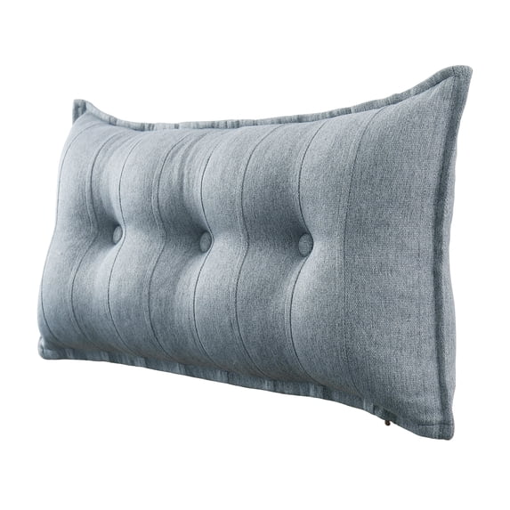 WOWMAX Soft Reading Pillow for Adult, Long Bed Rest Back Support Cushion for Pregnancy, Extra Large Headboard Sitting Up Pillow for Watching TV, Gaming or GERD, Detachable Linen Cover Twin Grey