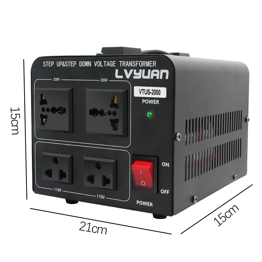Yinleader 2000 Watts Peak Voltage Converter Transformer Step Up & Down 110V to 220V / 220V to 110V 4AC