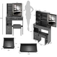 thumbnail image 3 of 29.2" Space-Saving Vanity Table with Adjustable LED Mirror & Stool - Touch-Control Tri-Color Lighting, Sliding Drawers, Compact Design for Small Bedrooms/Apartments, 3 of 9