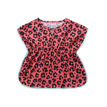 

Toddler Baby Girls Beach Dress Swimsuit Cover-up with Pompom Tassel Poncho Infant Summer Clothes Casual Loose Dress 0-5 Years