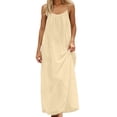 thumbnail image 2 of Cami Lounge Dress Backless for Women 2026 Summer Maxi Sleeveless House Dress Long Sundress Backless Cami Dresses Wine Beige 2XL, 2 of 8