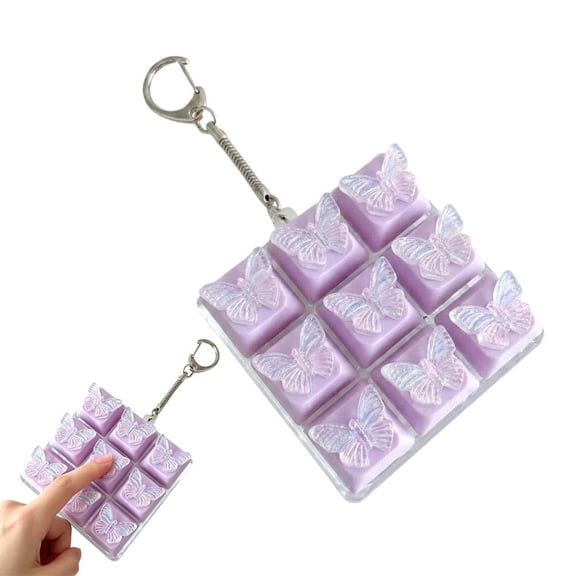 Keyboard Fidget Toy Clicker, Butterfly Keyboard Clicker Fidget Keychain, Clicky Fidget Toy Keyboard Mini ADHD For Anxiety