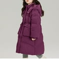 thumbnail image 5 of KAUOD Teen Girls Oversized Puffer Coats Winter Waterproof Long down Jackets Kids Padded Insulated Snap Button Hooded Outwear, 5 of 7