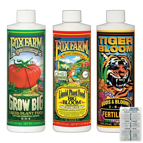 FoxFarm Nutrients Plant Food Liquid Fertilizer Big Bloom, Grow Big