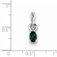 thumbnail image 3 of 925 Sterling Silver Rhodium-plated Created Emerald & Diam. (5x16mm) Pendant / Charm, 3 of 3