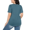 thumbnail image 4 of Womens Shirts Blouse Womens T Shirts Short Sleeve Pleated Casual V Neck Summer Blouses Tops, 4 of 8
