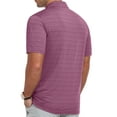 thumbnail image 2 of GIRUNS Mens Golf Shirts Moisture Wicking Dry Fit Performance Sport Short Sleeve Casual Striped Polo Shirts Pink Stripe L, 2 of 7